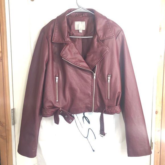ASOS Jackets & Blazers - ASOS Ox Blood Faux Leather Jacket